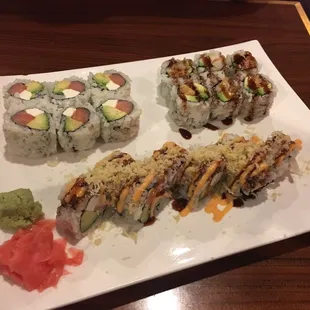 Philly roll, Sunday roll &amp; Crunch shrimp roll
