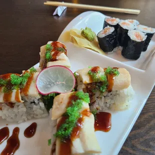 Ocean Roll and salmon roll.