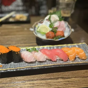 sushi, food, sashimi, sushi and sashimi