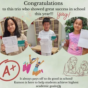 These are just SOME of the Lodi Kumon students who have achieved All 4s and Straight A's in their schools.