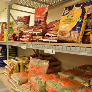 shelves of food in a grocery store
