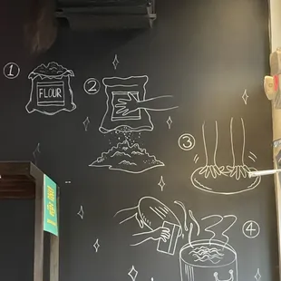 Chalk sketch on how to make fresh noodles