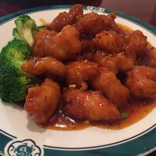 Orange chicken (~$10) comes with a small bowl of rice