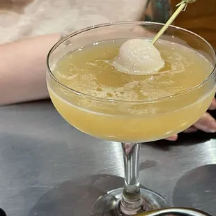 My wife&apos;s fancy cocktail, Tai Lee Chi Daiquiri. Made with lychee, it was actually quite delicious.