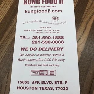Menu front page