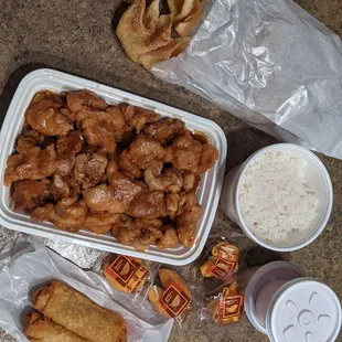 General Tso, eggrolls, and carb rangoon