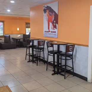 Interior was larger with more seating behind the wall