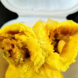 Inside chicken curry buns $5