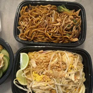 Lo Mein (Add Protein/Veg), and pad Thai chicken