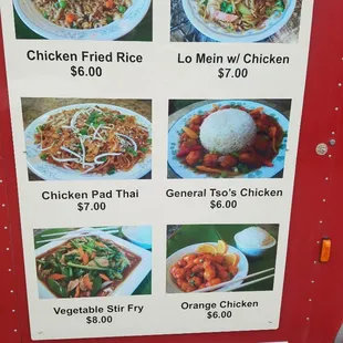 a menu on a food truck