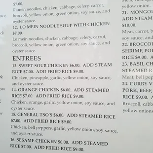 menu