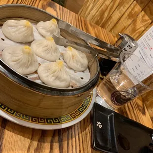 Soup dumplings (crab roe with pork). Must order items