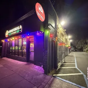 Outside of restaurant. Has a private parking lot which is convenient in this area.