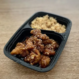 Lunch special includes sesame chicken and fried rice