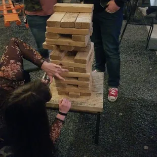 a man and woman playing a game