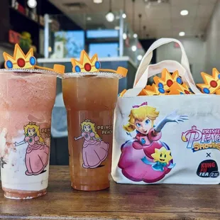 Get a free princess peach bag when you buy 2 drinks from princess peach party! Limited supplies.