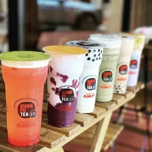  variety of drinks on a table