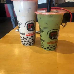 KF Green tea with boba KF Milk Tea with boba