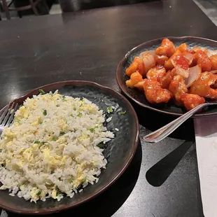 Fried rice and Orange Chicken
