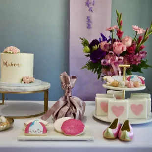 a variety of desserts
