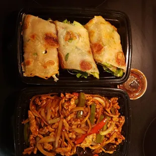 Beef scallion pancake &amp; Yuxiang Shredded Pork