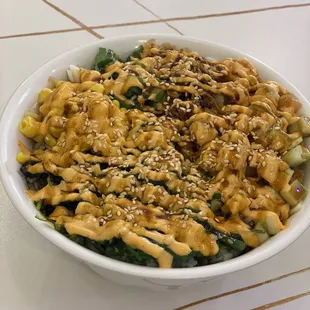 Salmon Poke Bowl (mainly rice)