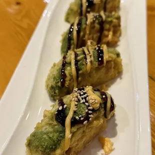 two pieces of food on a plate