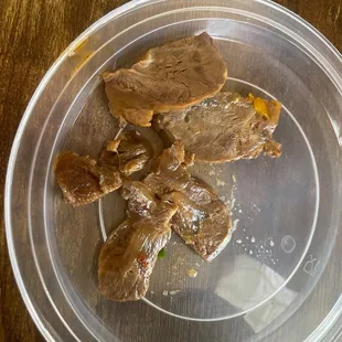 The beef in the spicy sechuan beef soup.