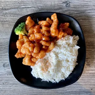 Orange Chicken with Steamed Rice. Delish!