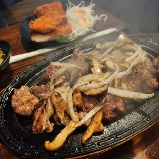 Salty fatty rib-eye steak