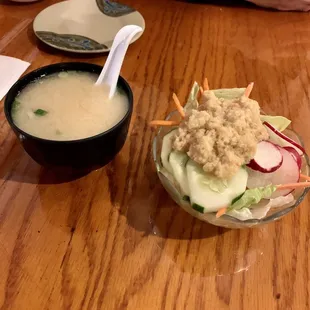 Soup and salad with bento