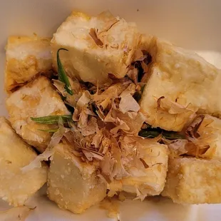 tofu in a white bowl