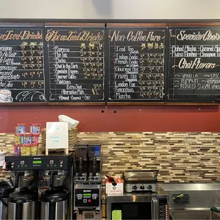 Menu at the ordering counter