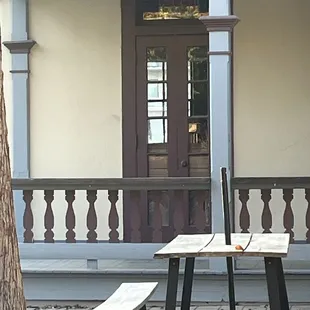 You can see the unlit open sign above the door