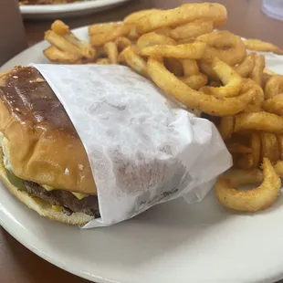 a burger and french fries