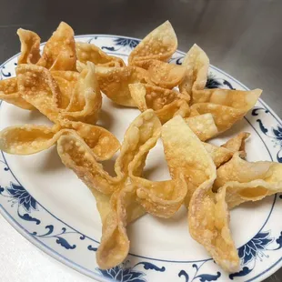 a plate of wontons