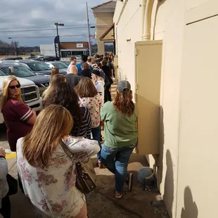 The line went around the building