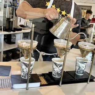 Pour over being prepared