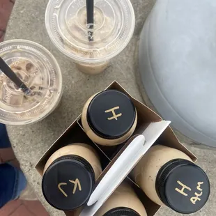 Bottled drinks labeled