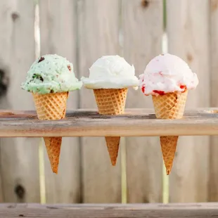 a row of ice cream cones
