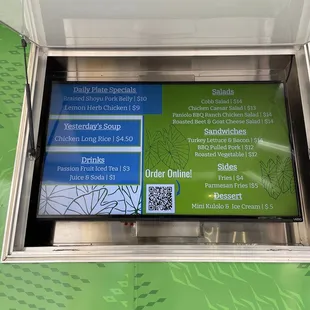 a menu for a restaurant