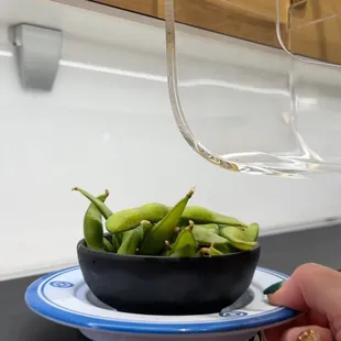 Edamame is served cold.