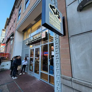 people standing outside