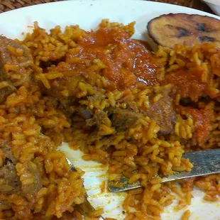 jollof plantain n beef w/extra sauce for JUICYness!!!!!!!