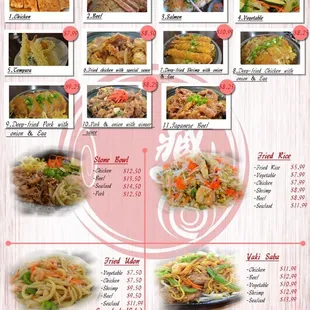 ramen and noodles, menu