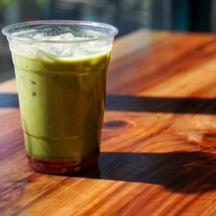 Strawberry matcha latte