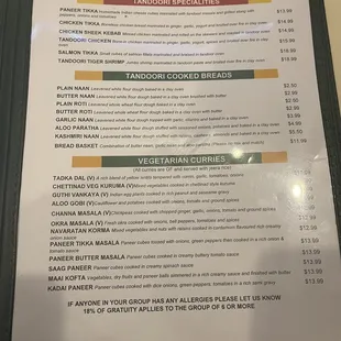 menu