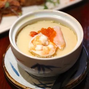 Seafood Chawan Mushi ($9) - Shrimp, Crabmeat, Ikura in steamed egg custard. I like it!