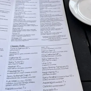 menu