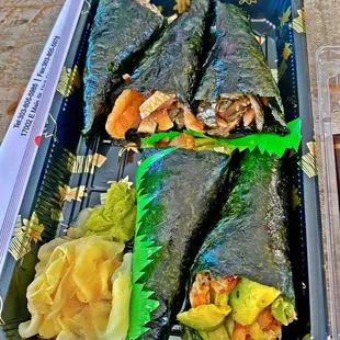 Salmon Skin and Unagi Handrolls - NO RICE